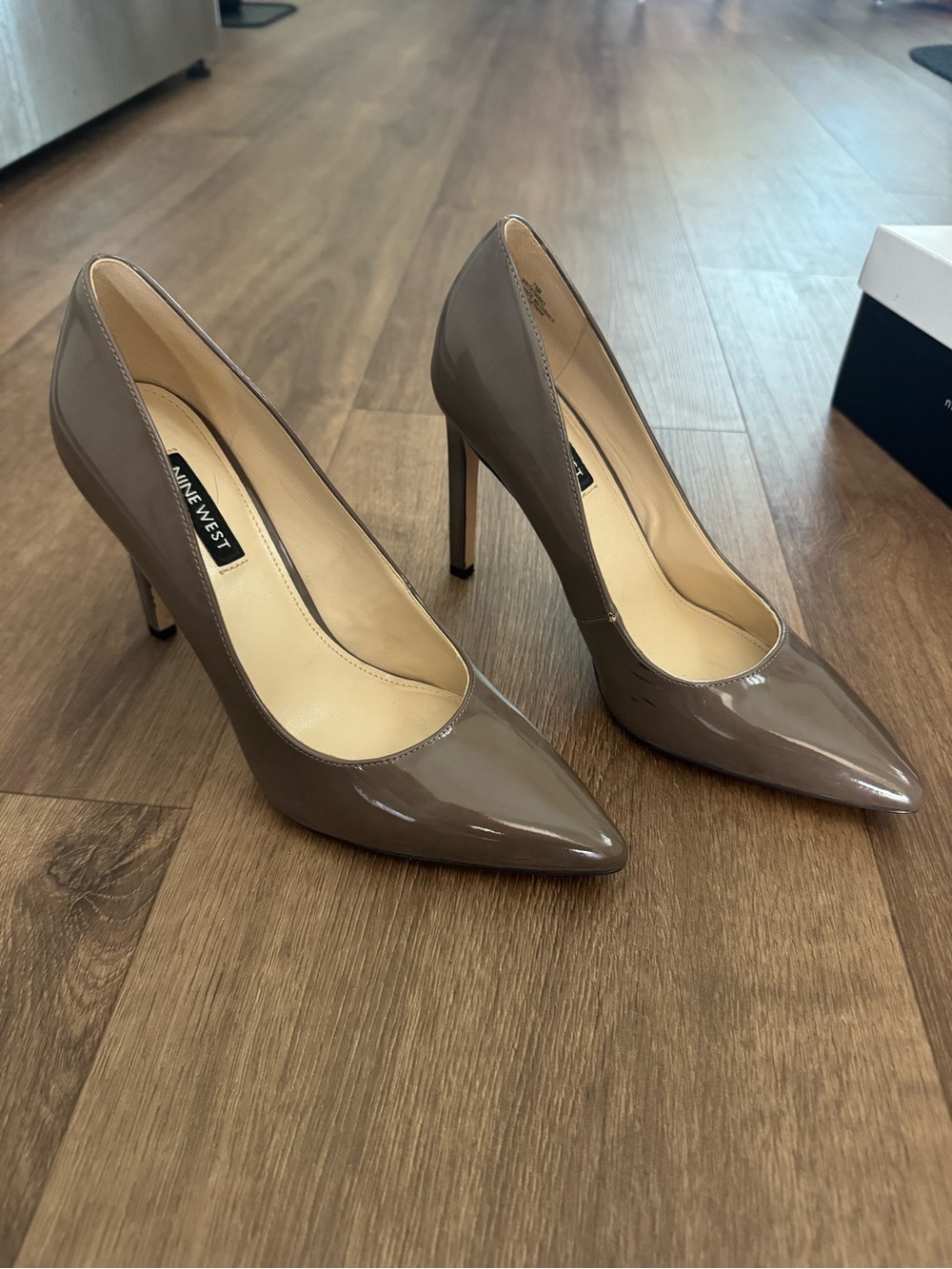 Nine West Tatiana Patent Pointed-Toe Pumps in Light Brown - Picture 3 of 11